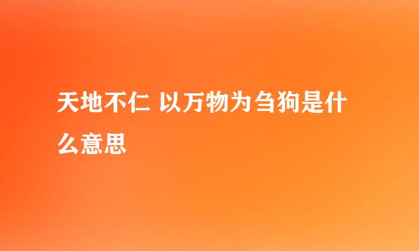 天地不仁 以万物为刍狗是什么意思