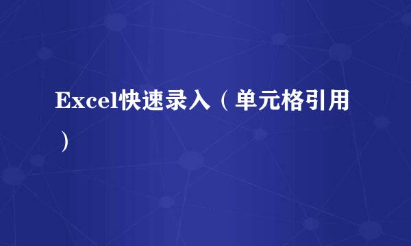 Excel快速录入（单元格引用）