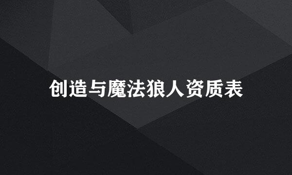 创造与魔法狼人资质表
