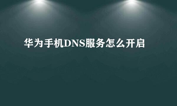华为手机DNS服务怎么开启