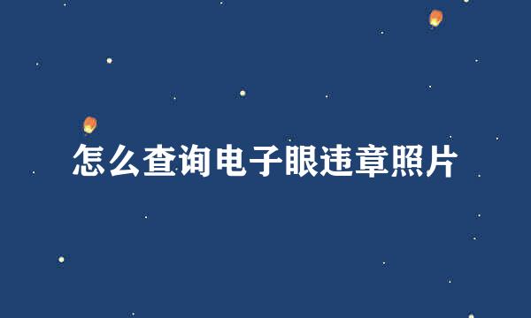 怎么查询电子眼违章照片