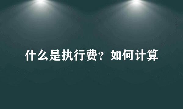 什么是执行费？如何计算