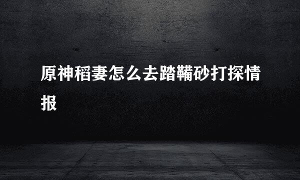 原神稻妻怎么去踏鞴砂打探情报