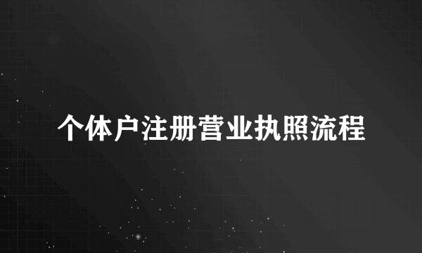 个体户注册营业执照流程