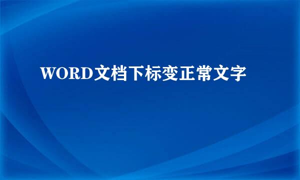 WORD文档下标变正常文字