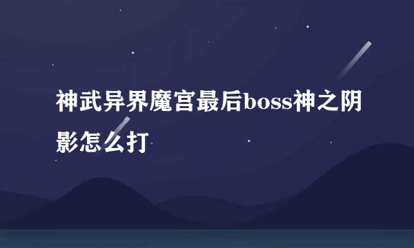 神武异界魔宫最后boss神之阴影怎么打