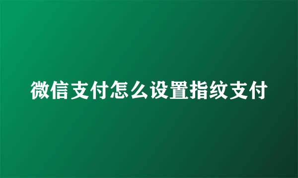 微信支付怎么设置指纹支付