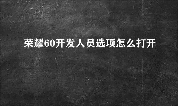 荣耀60开发人员选项怎么打开