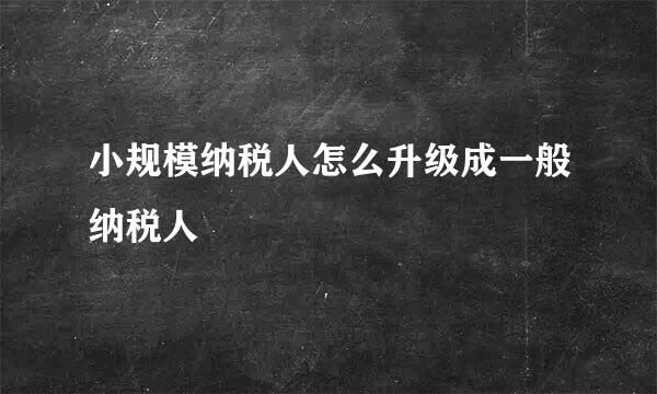 小规模纳税人怎么升级成一般纳税人