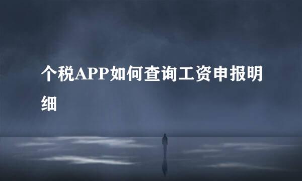 个税APP如何查询工资申报明细