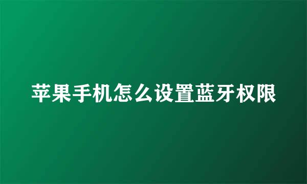 苹果手机怎么设置蓝牙权限
