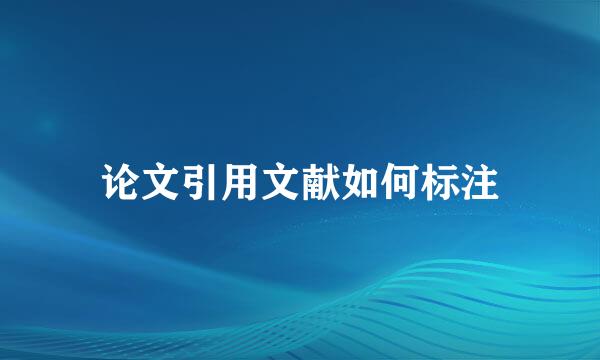 论文引用文献如何标注