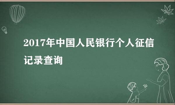 2017年中国人民银行个人征信记录查询