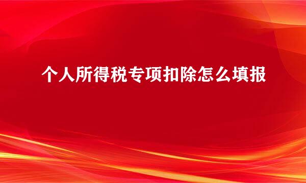 个人所得税专项扣除怎么填报