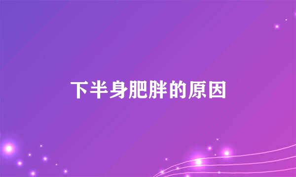 下半身肥胖的原因