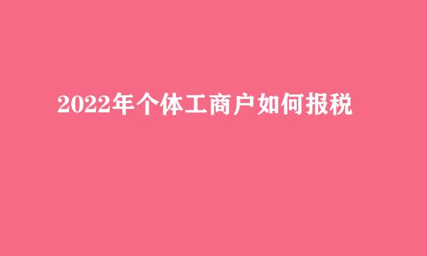 2022年个体工商户如何报税