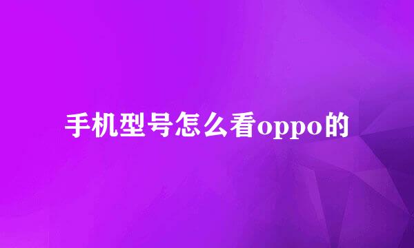 手机型号怎么看oppo的