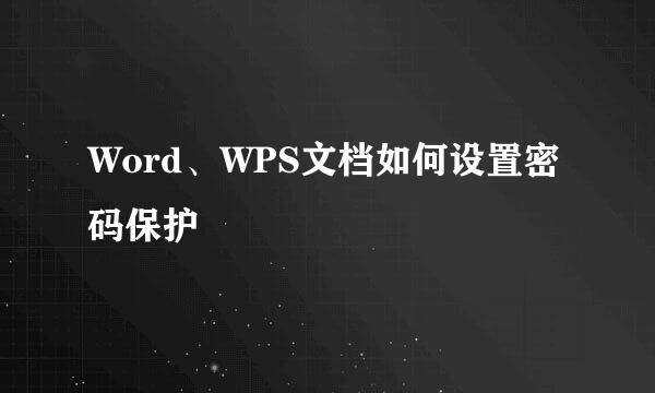 Word、WPS文档如何设置密码保护