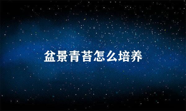 盆景青苔怎么培养