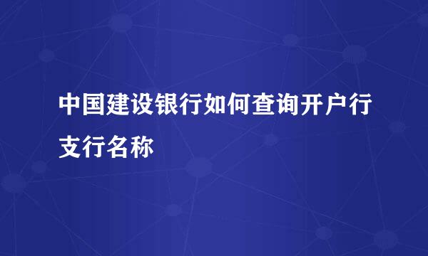 中国建设银行如何查询开户行支行名称