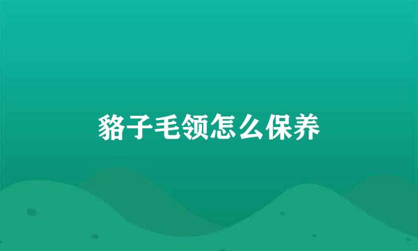 貉子毛领怎么保养