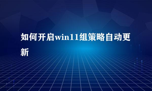 如何开启win11组策略自动更新