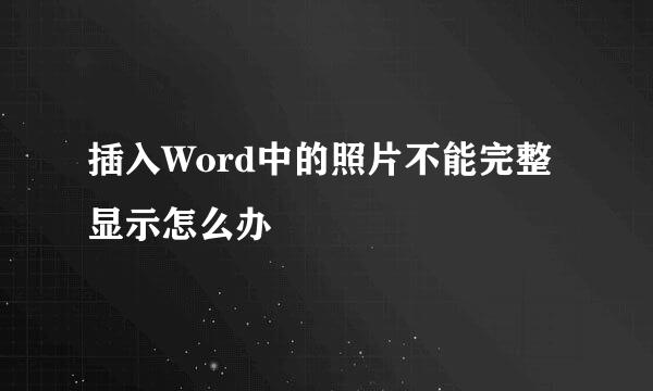 插入Word中的照片不能完整显示怎么办