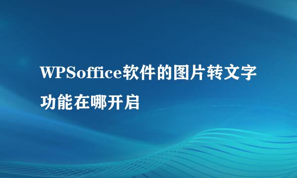 WPSoffice软件的图片转文字功能在哪开启