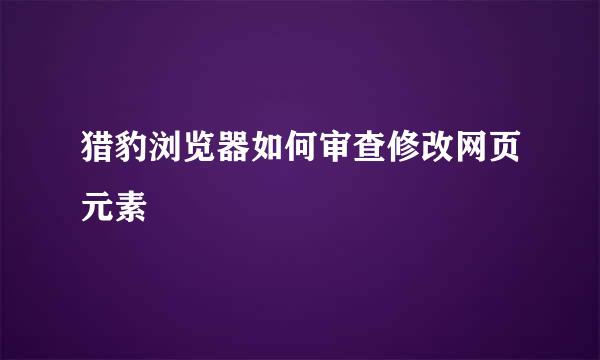 猎豹浏览器如何审查修改网页元素