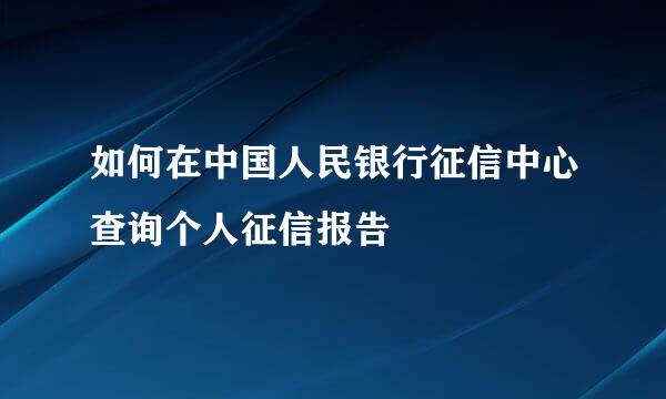 如何在中国人民银行征信中心查询个人征信报告