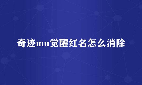 奇迹mu觉醒红名怎么消除