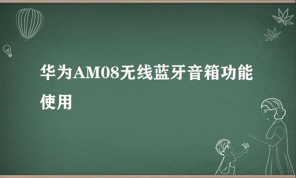 华为AM08无线蓝牙音箱功能使用