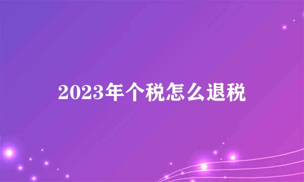 2023年个税怎么退税