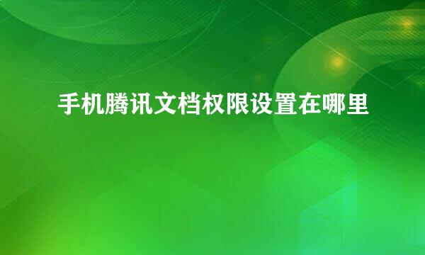 手机腾讯文档权限设置在哪里