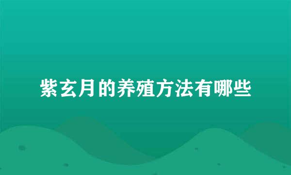 紫玄月的养殖方法有哪些