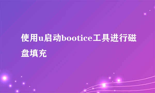 使用u启动bootice工具进行磁盘填充