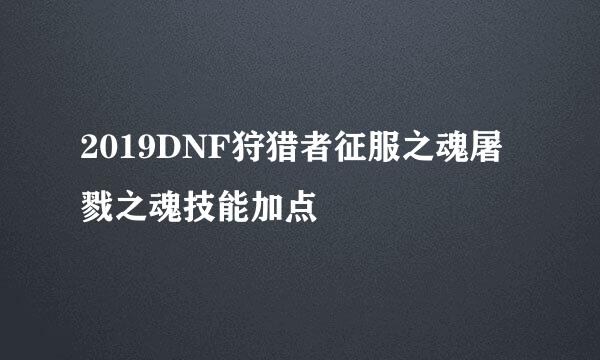 2019DNF狩猎者征服之魂屠戮之魂技能加点