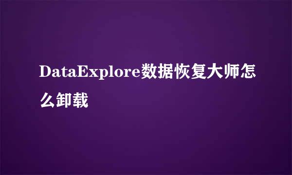DataExplore数据恢复大师怎么卸载