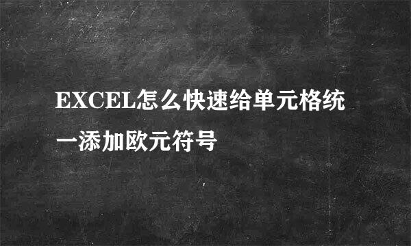 EXCEL怎么快速给单元格统一添加欧元符号