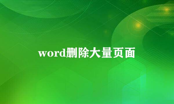 word删除大量页面