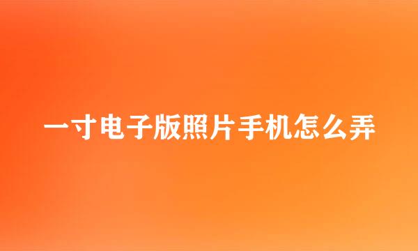 一寸电子版照片手机怎么弄