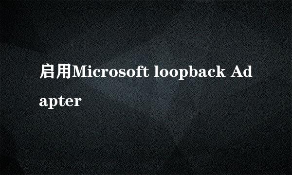 启用Microsoft loopback Adapter
