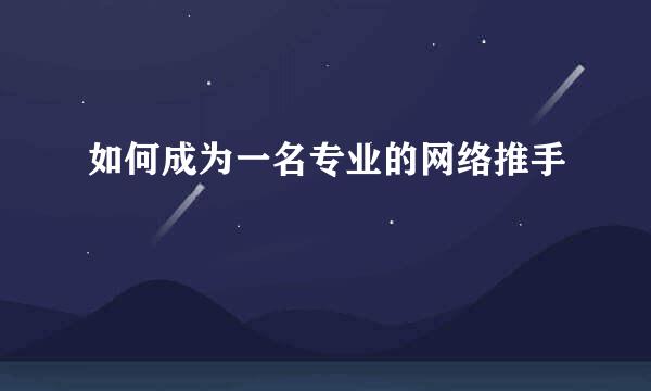 如何成为一名专业的网络推手