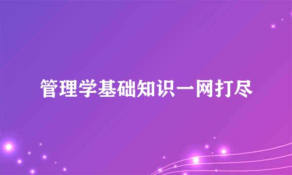 管理学基础知识一网打尽