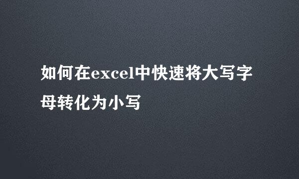 如何在excel中快速将大写字母转化为小写