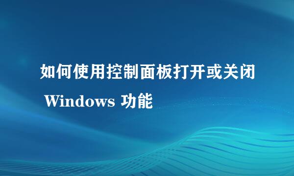 如何使用控制面板打开或关闭 Windows 功能