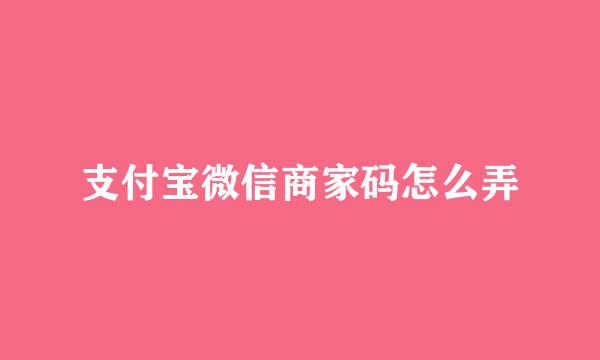 支付宝微信商家码怎么弄