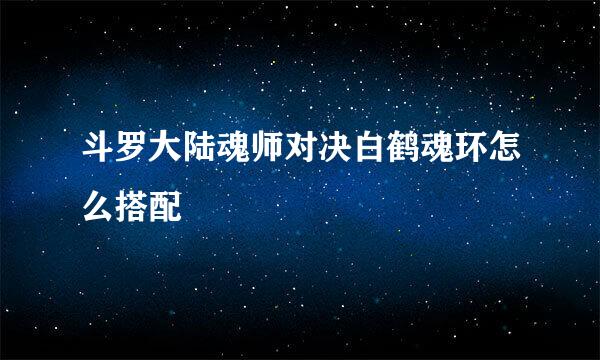 斗罗大陆魂师对决白鹤魂环怎么搭配