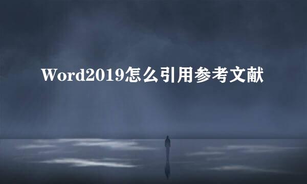 Word2019怎么引用参考文献