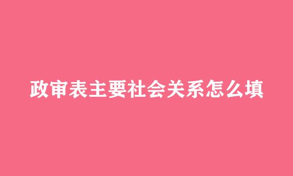 政审表主要社会关系怎么填